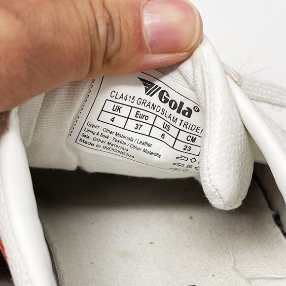 Gola Womens US 6 Grandslam Trident Sneaker White Hot Coral Marine Blue Lace Up - Picture 12 of 12